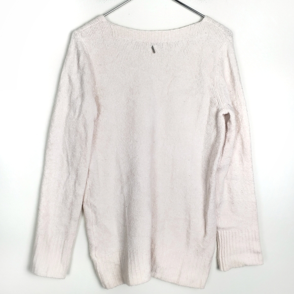 CALVIN KLEIN Blush V-Neck Nylon/Acrylic/Wool/Alpaca Knit Pullover Sweater S|P - Picture 4 of 5